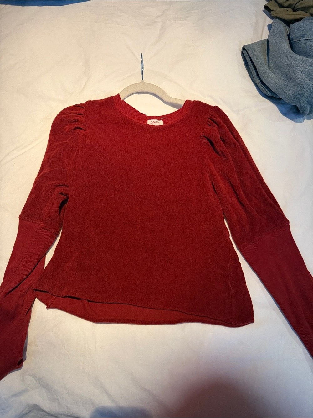 Goldie Wine Puff-Sleeve Sweatshirt